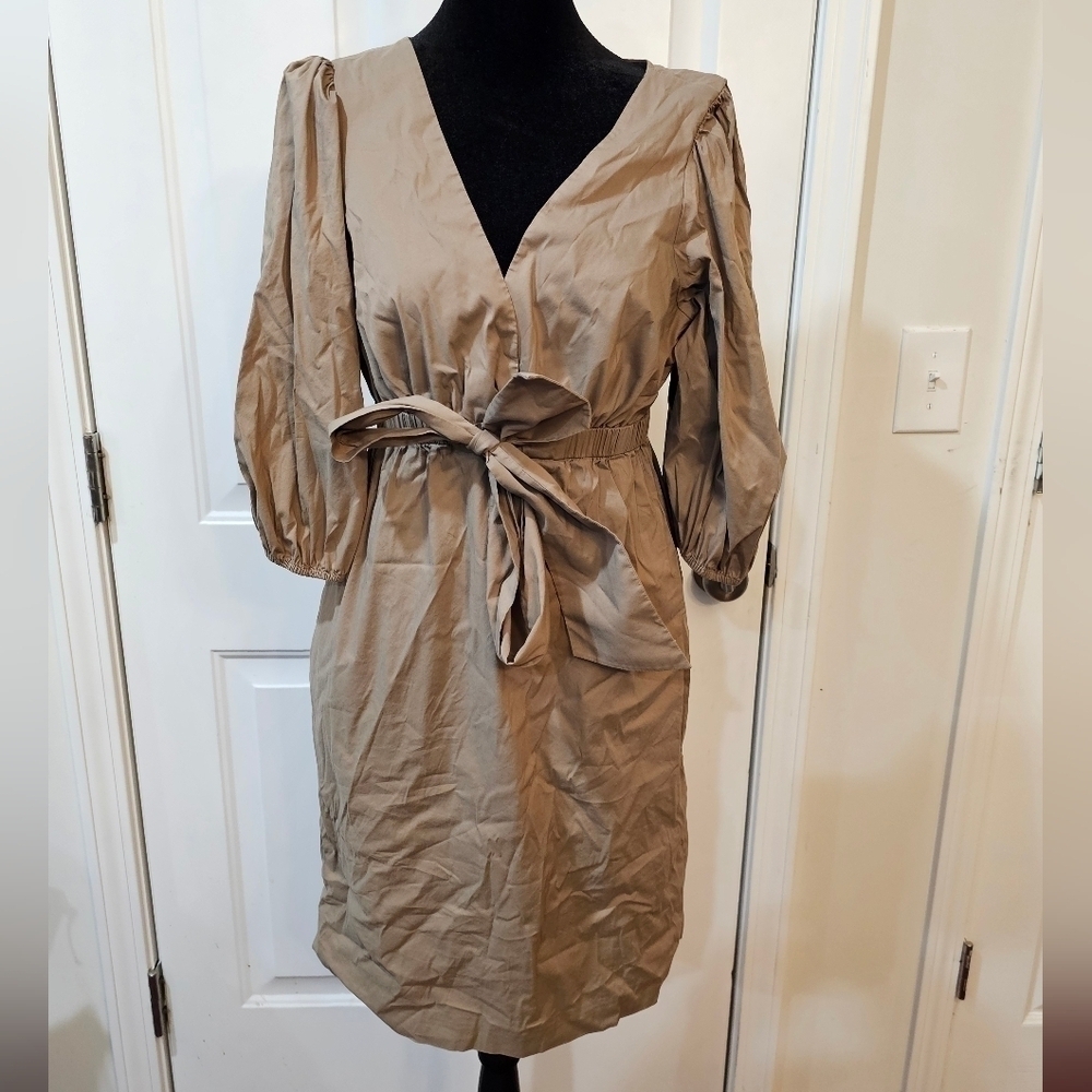 BCBGMAXAZRIA Puffy sleeves brown dress size small